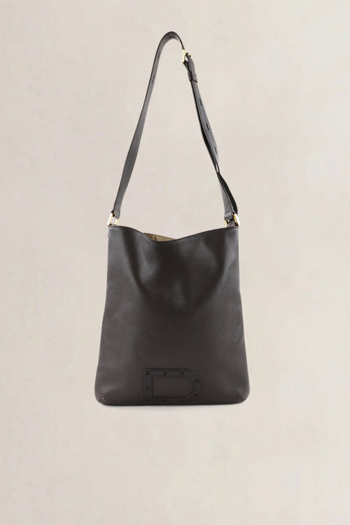 Delvaux Dark Brown Jumping Calf Le Louise Baudrier Crossbody Bag