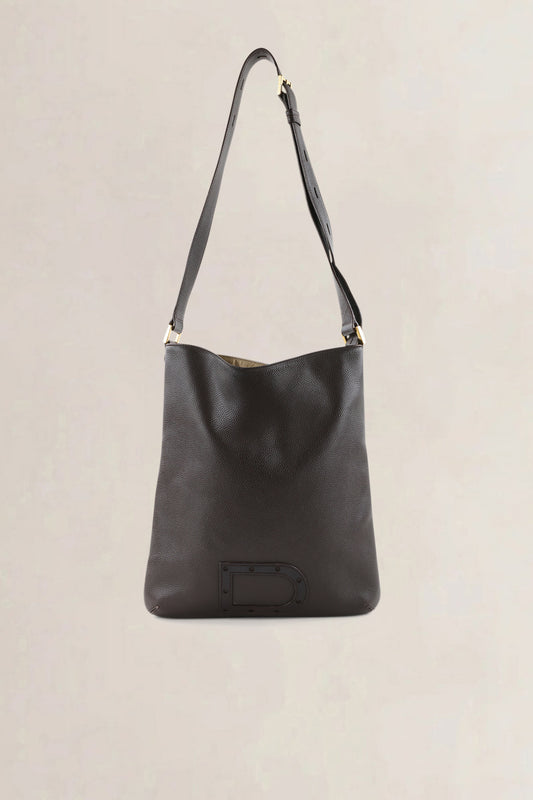 Delvaux Dark Brown Jumping Calf Le Louise Baudrier Crossbody Bag