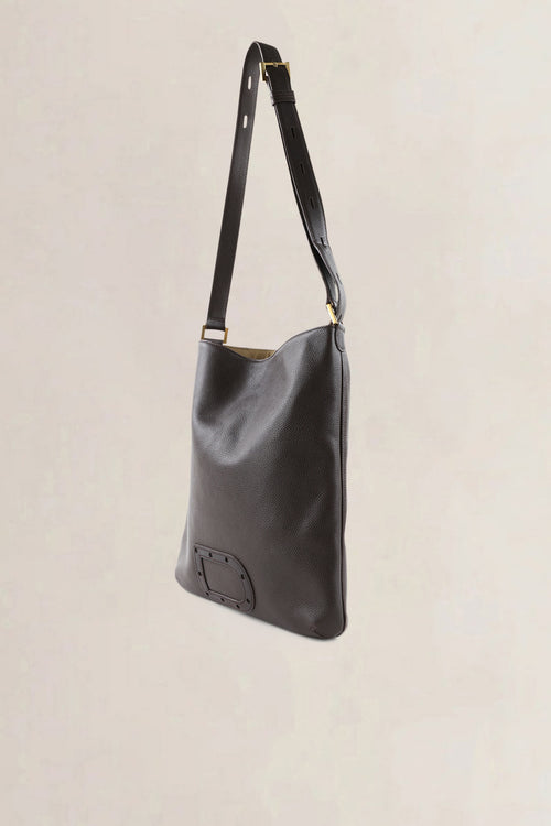 Delvaux Dark Brown Jumping Calf Le Louise Baudrier Crossbody Bag