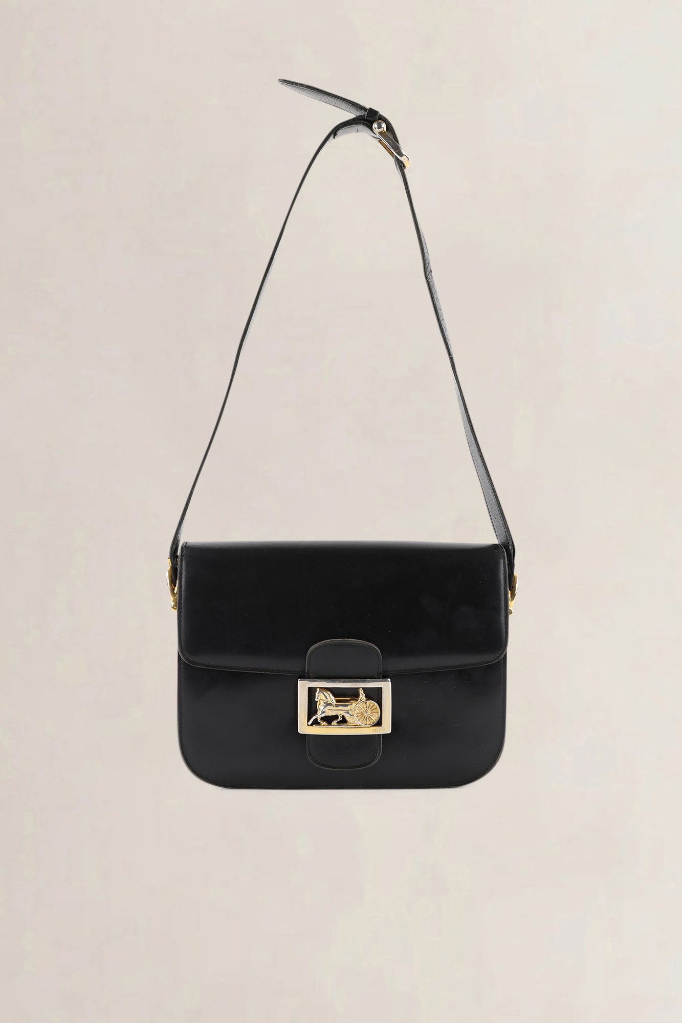 Céline Vintage Black Triomphe Shoulder Bag