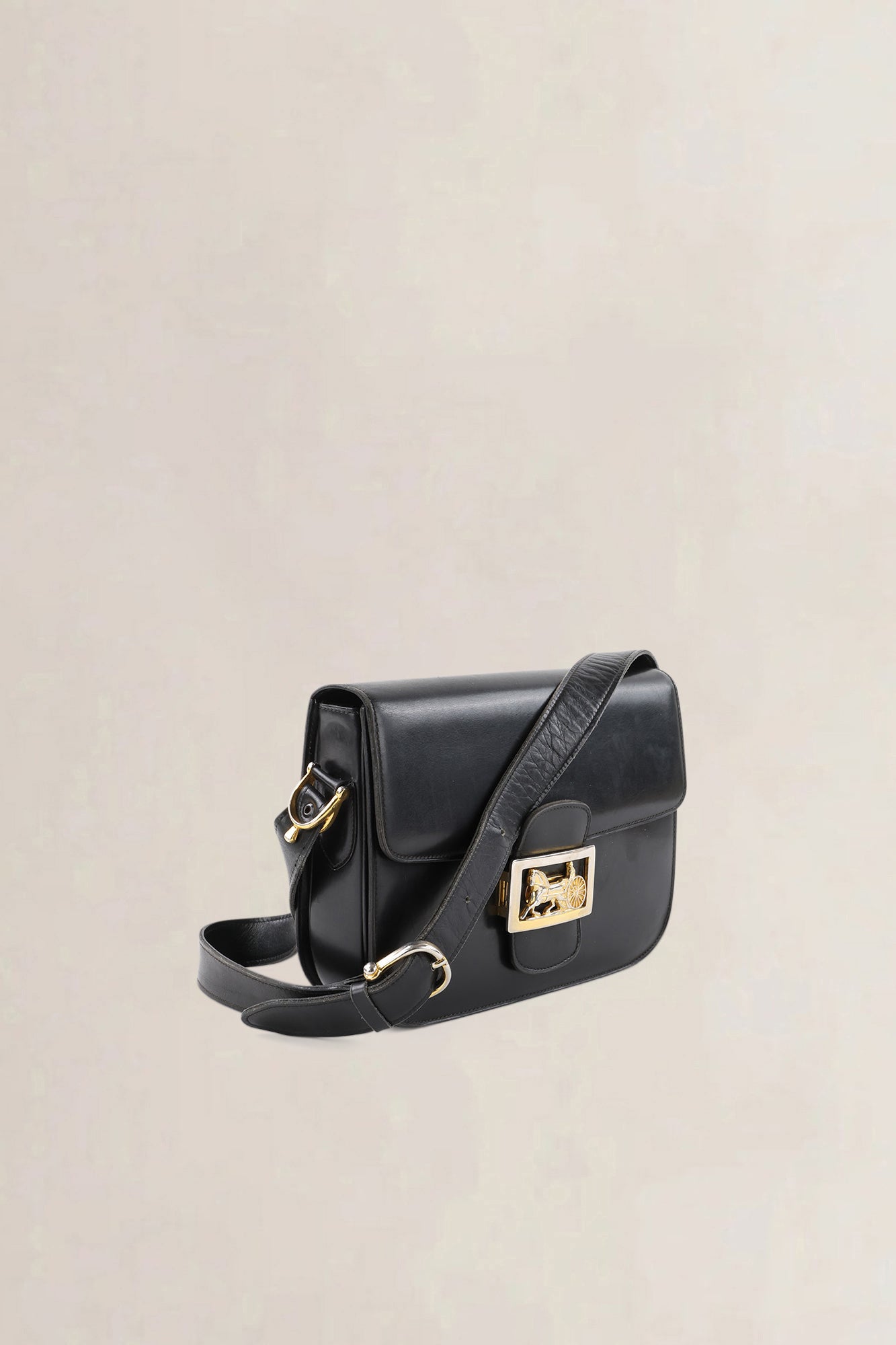 Céline Vintage Black Triomphe Shoulder Bag