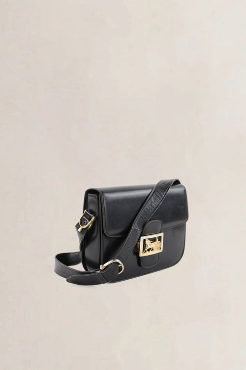 Céline Vintage Black Triomphe Shoulder Bag
