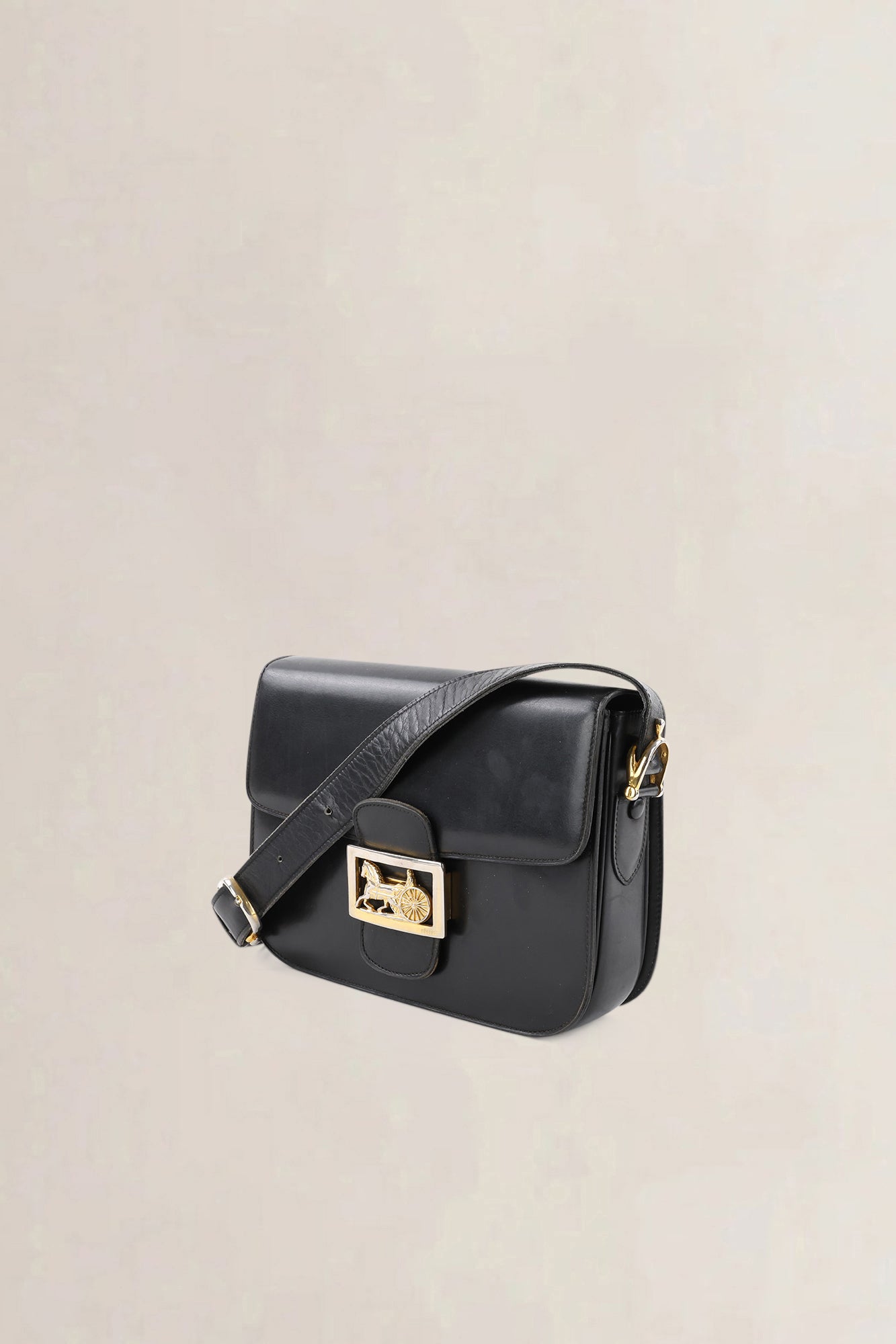Céline Vintage Black Triomphe Shoulder Bag
