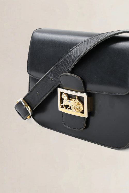 Céline Vintage Black Triomphe Shoulder Bag