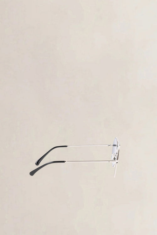 Chanel Silver Grey Mirrored Round Pilot Sunglasses
