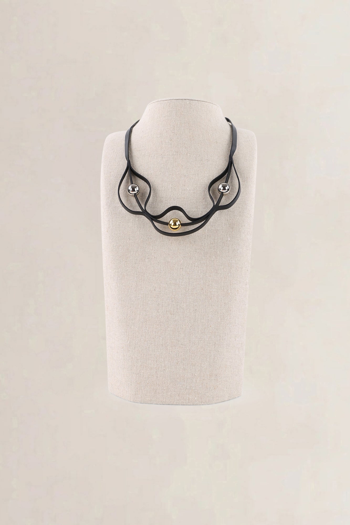 Hermès Black Leather Météore Necklace