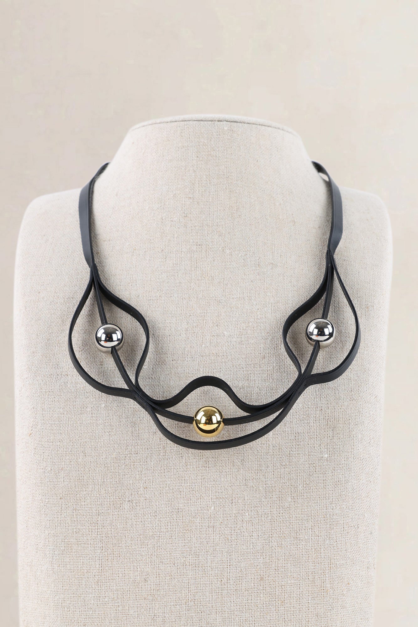 Hermès Black Leather Météore Necklace