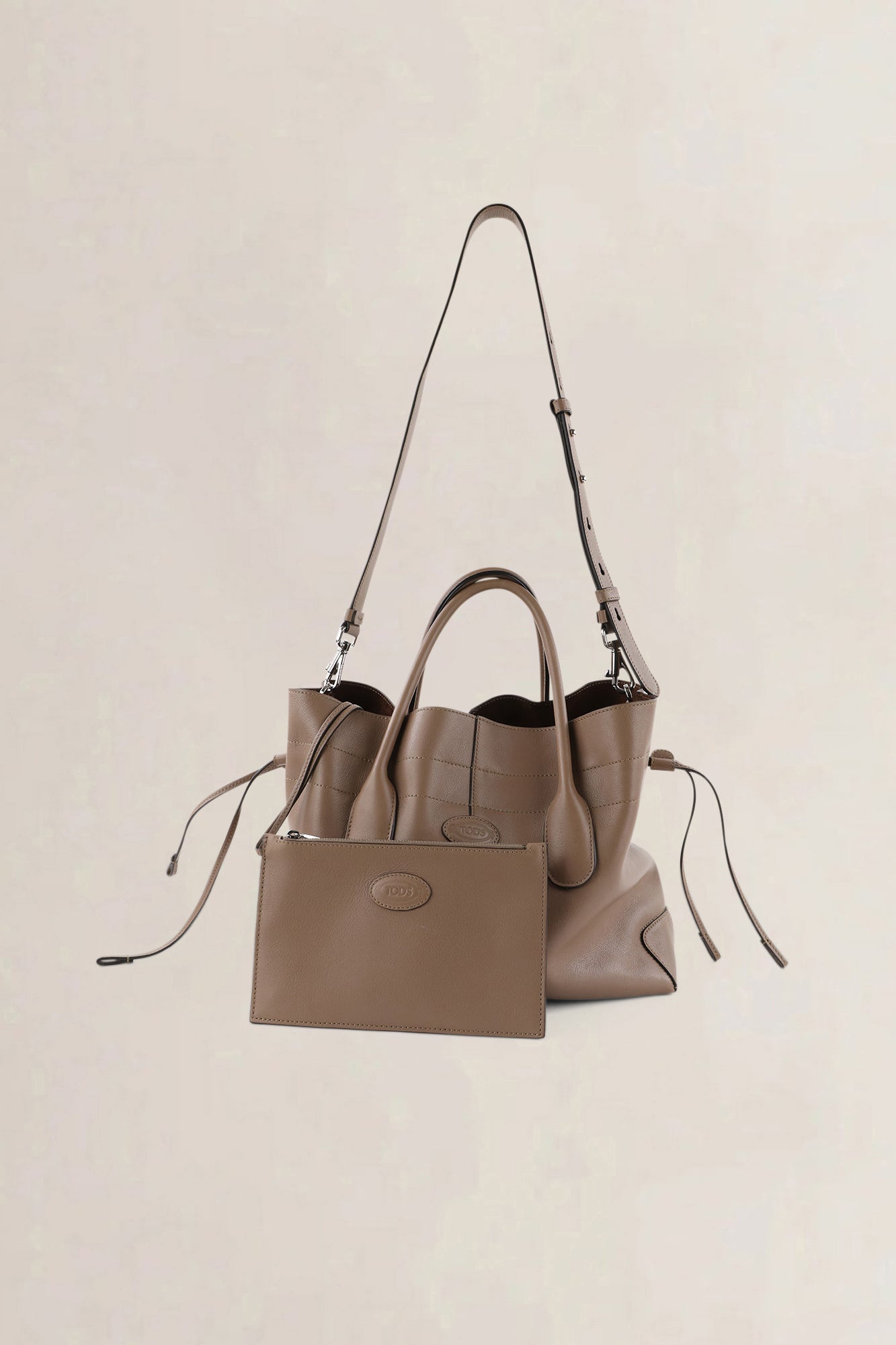 Tod's Taupe Leather Coulisse Crossbody Bag