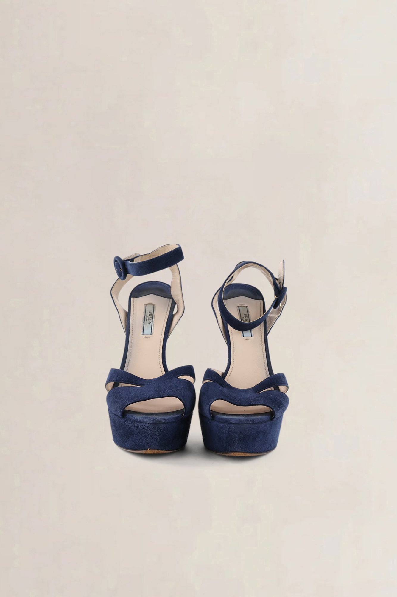 Prada Dark Blue Suede Platform Pumps — preloved