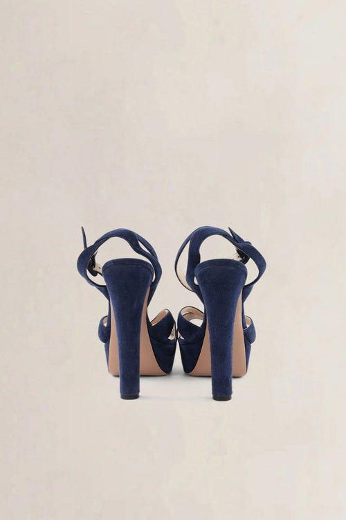 Prada Dark Blue Suede Platform Pumps