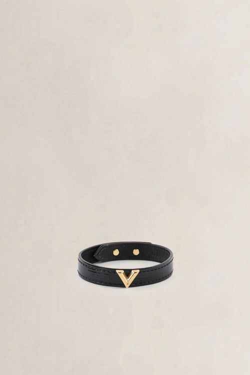 Louis Vuitton Black Epi Leather Essential V Bracelet