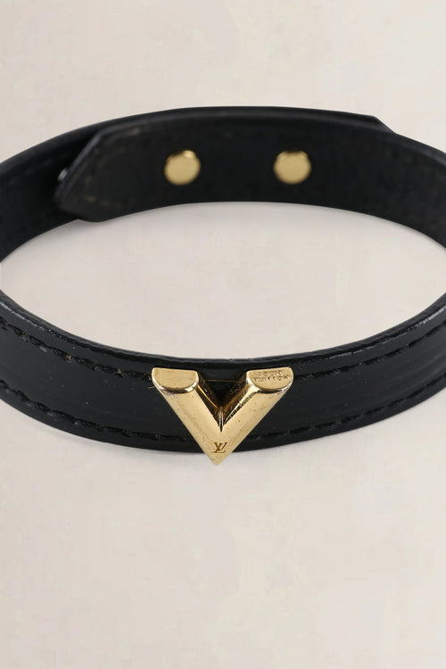 Louis Vuitton Black Epi Leather Essential V Bracelet