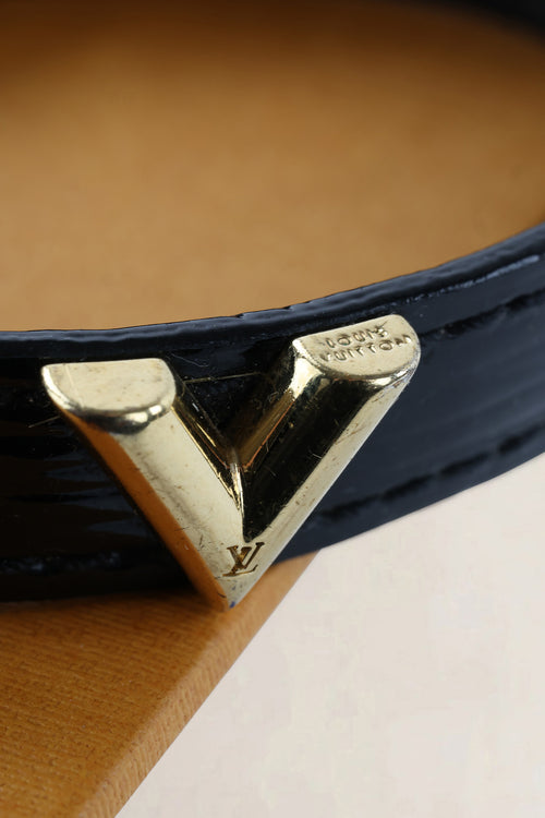 Louis Vuitton Black Epi Leather Essential V Bracelet