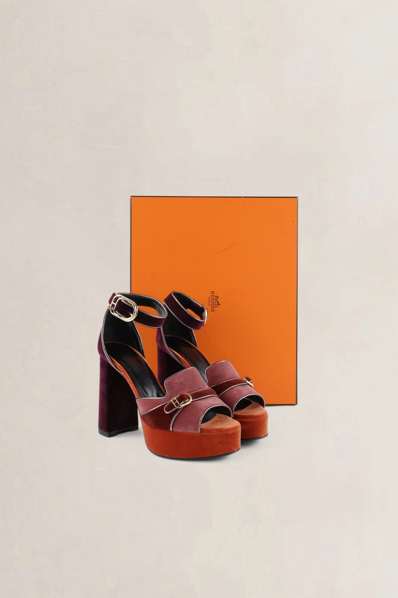 Hermès Multicolour Velvet Sandals