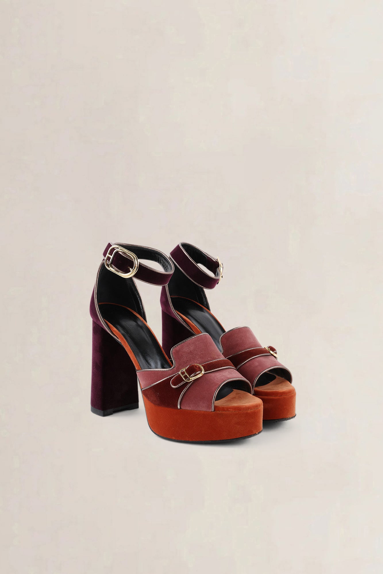 Hermès Multicolour Velvet Sandals