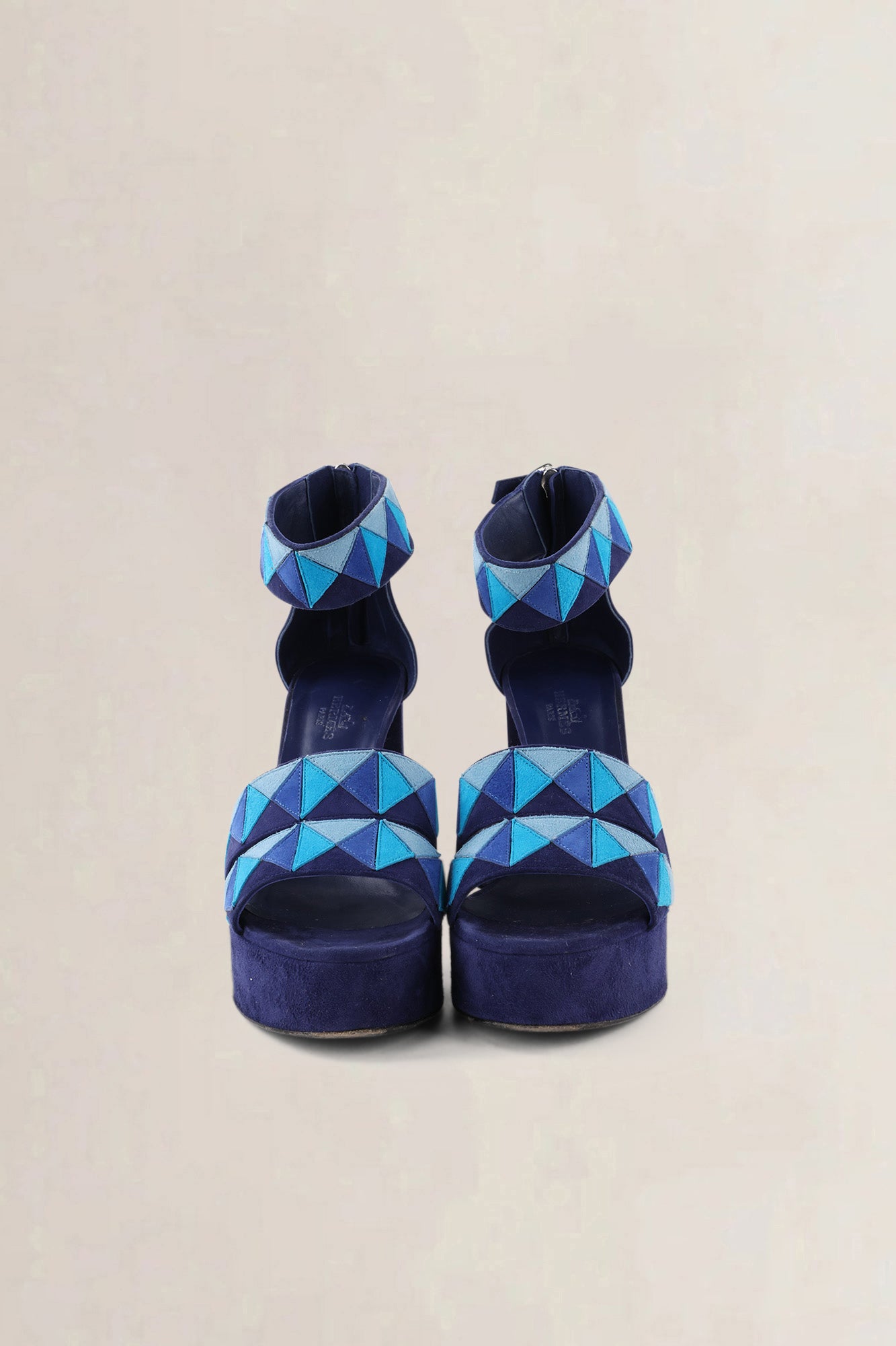 Hermès Blue Leather Aretha Matrix Sandals
