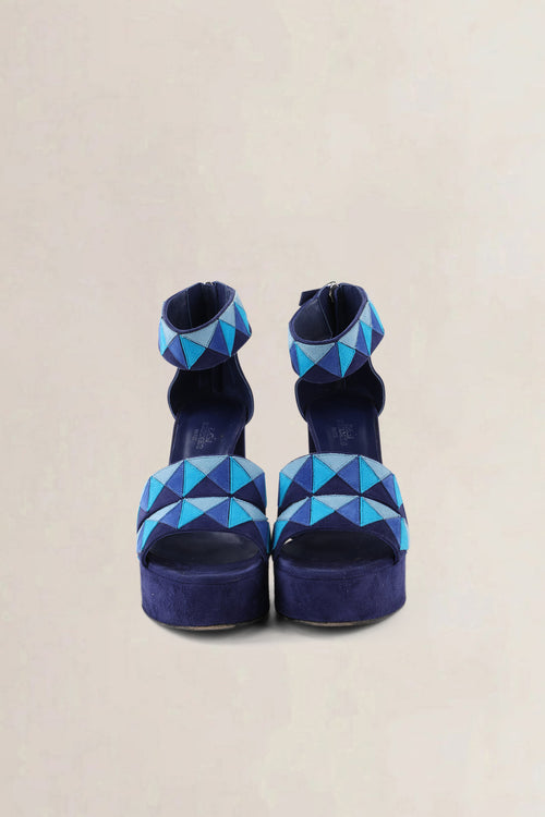 Hermès Blue Leather Aretha Matrix Sandals