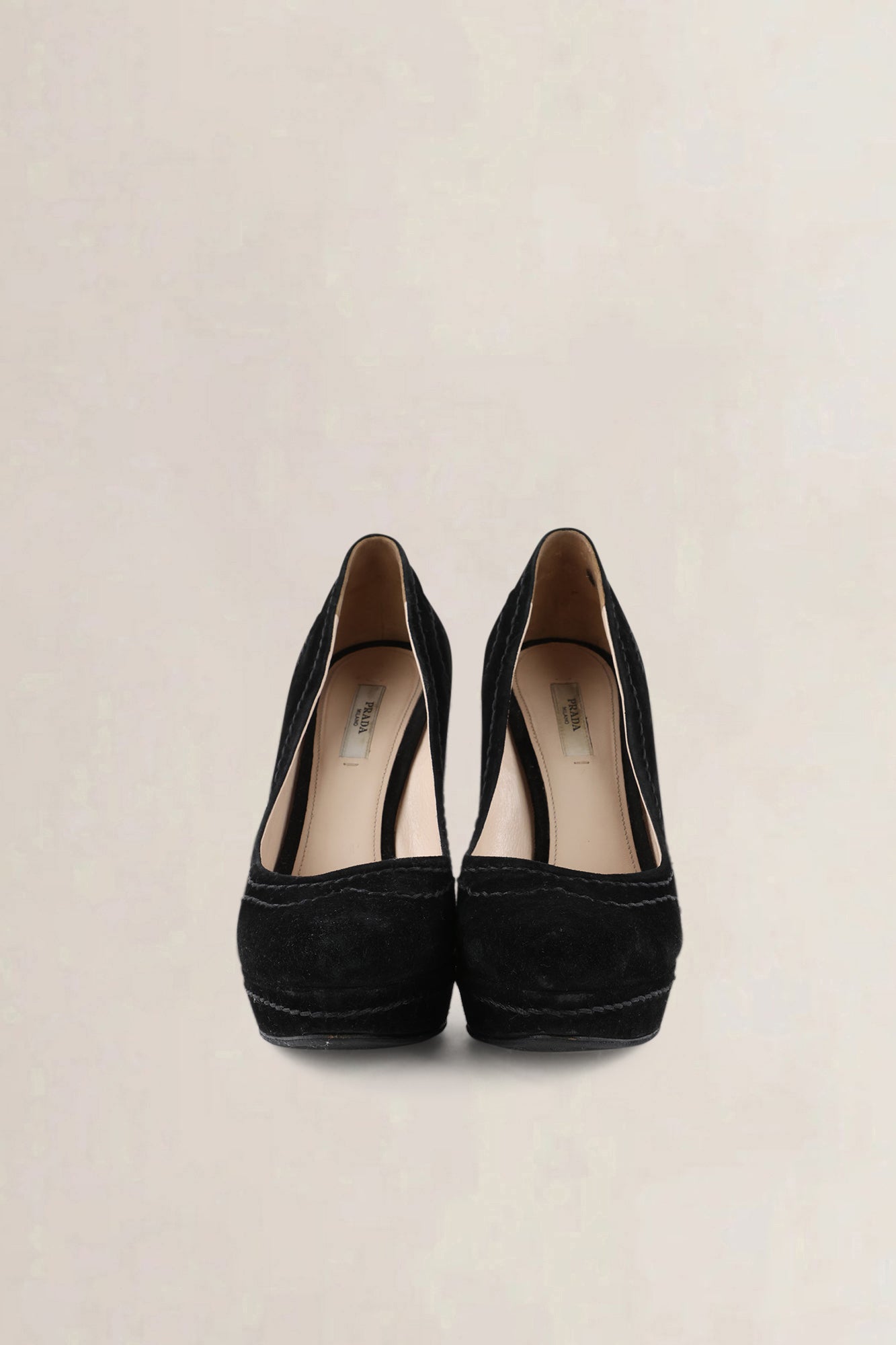 Prada Dark Brown Suede Whipstitch Heels