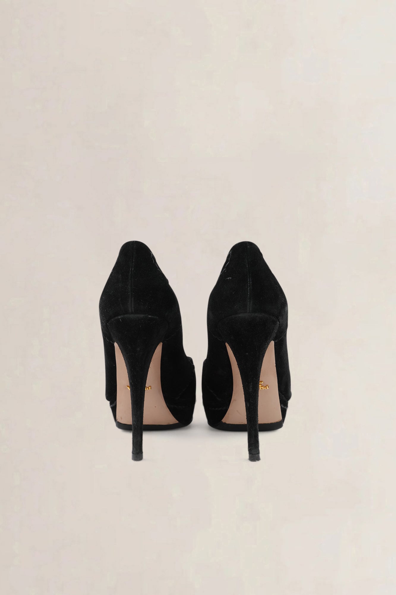 Prada Dark Brown Suede Whipstitch Heels