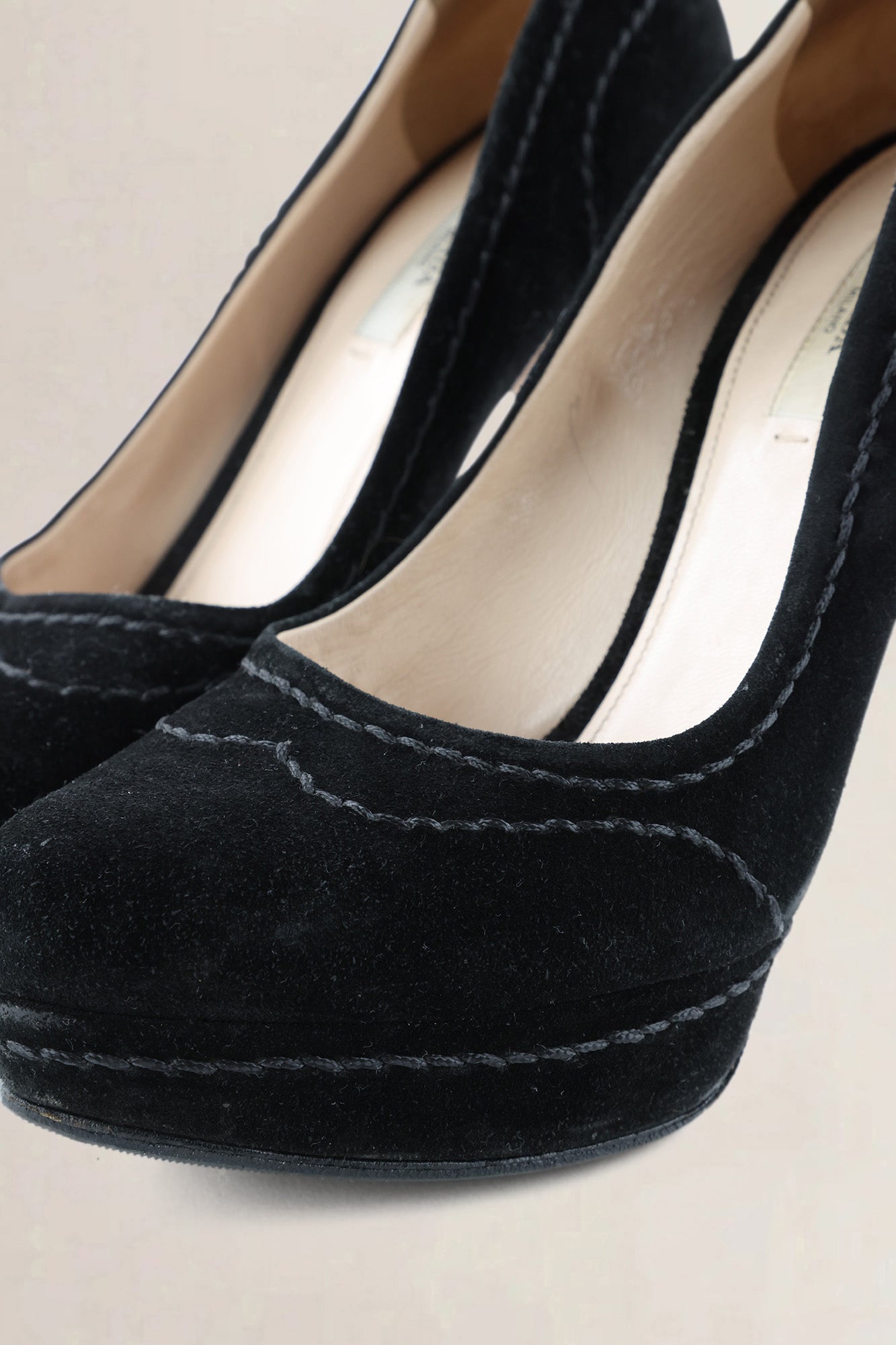 Prada Dark Brown Suede Whipstitch Heels