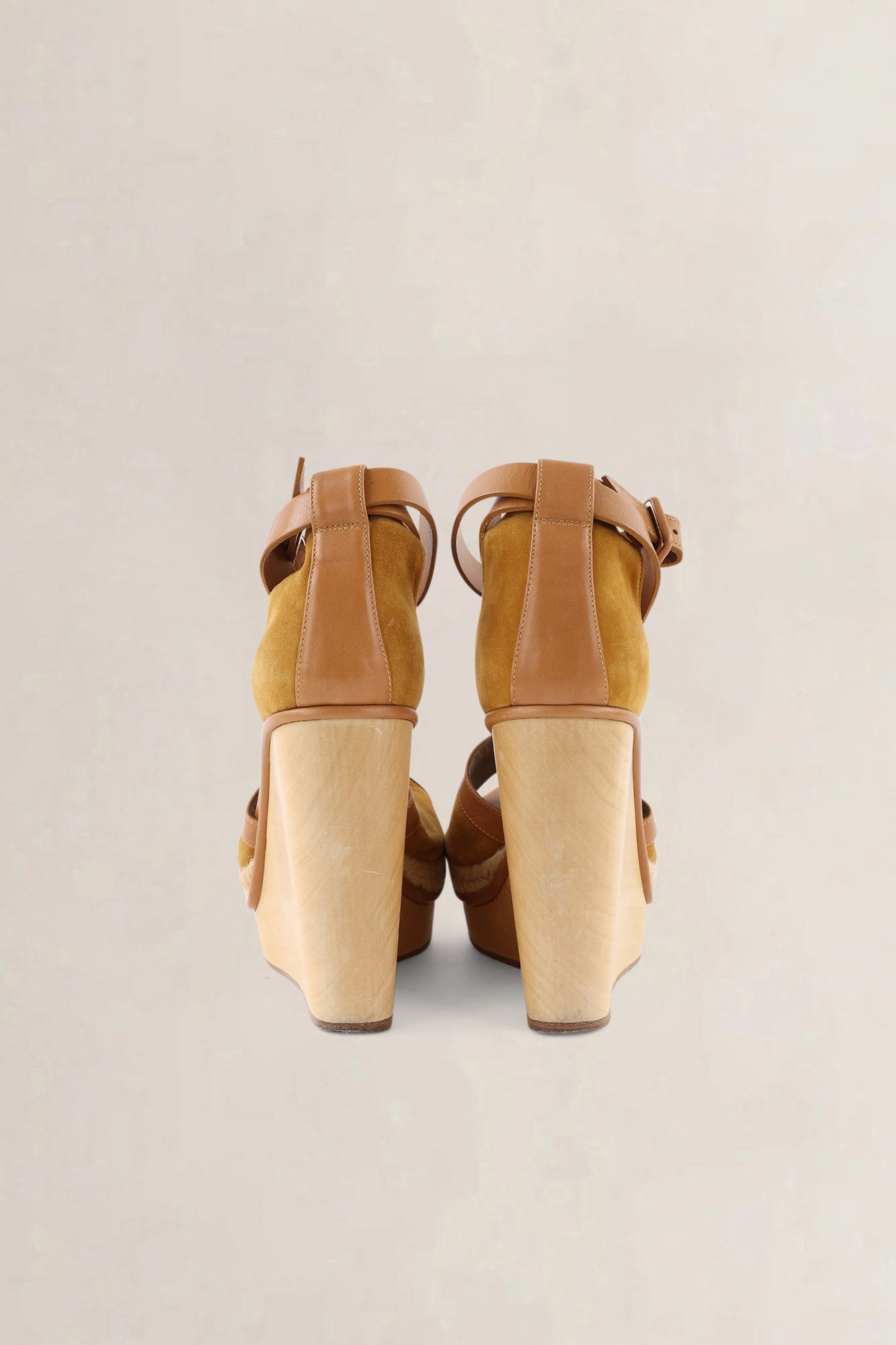 Hermès Brown Suede Ankle Strap Wedge Sandals