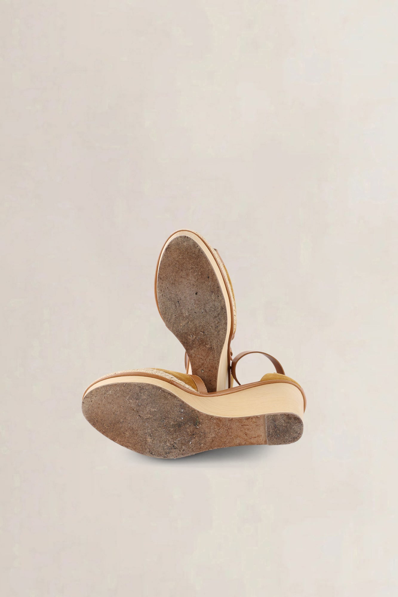 Hermès Brown Suede Ankle Strap Wedge Sandals