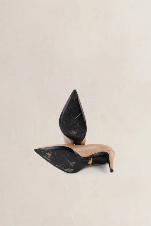 Prada Pink Saffiano Patent Pumps