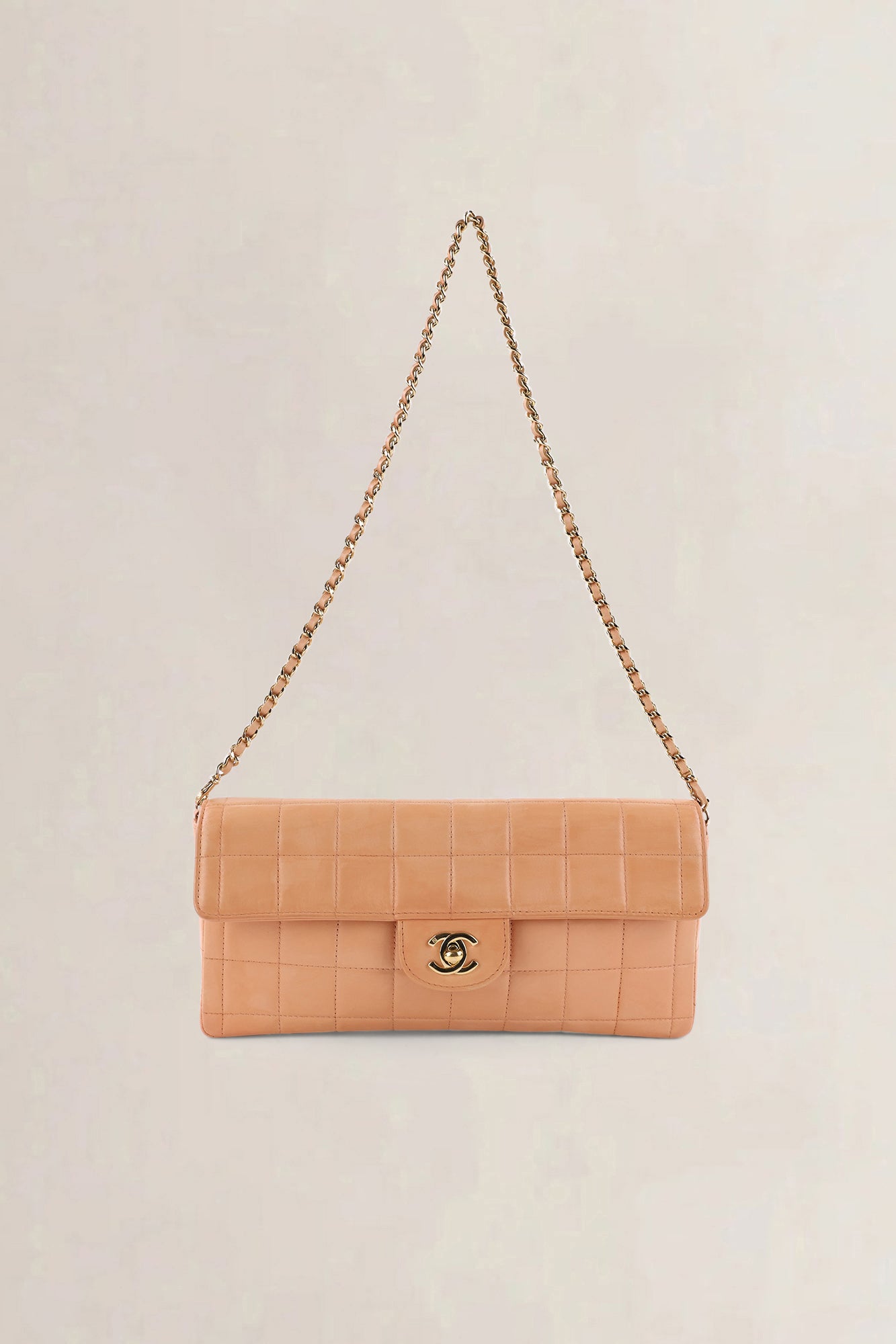 Chanel Pink Leather Square Quilt E/W Flap Bag