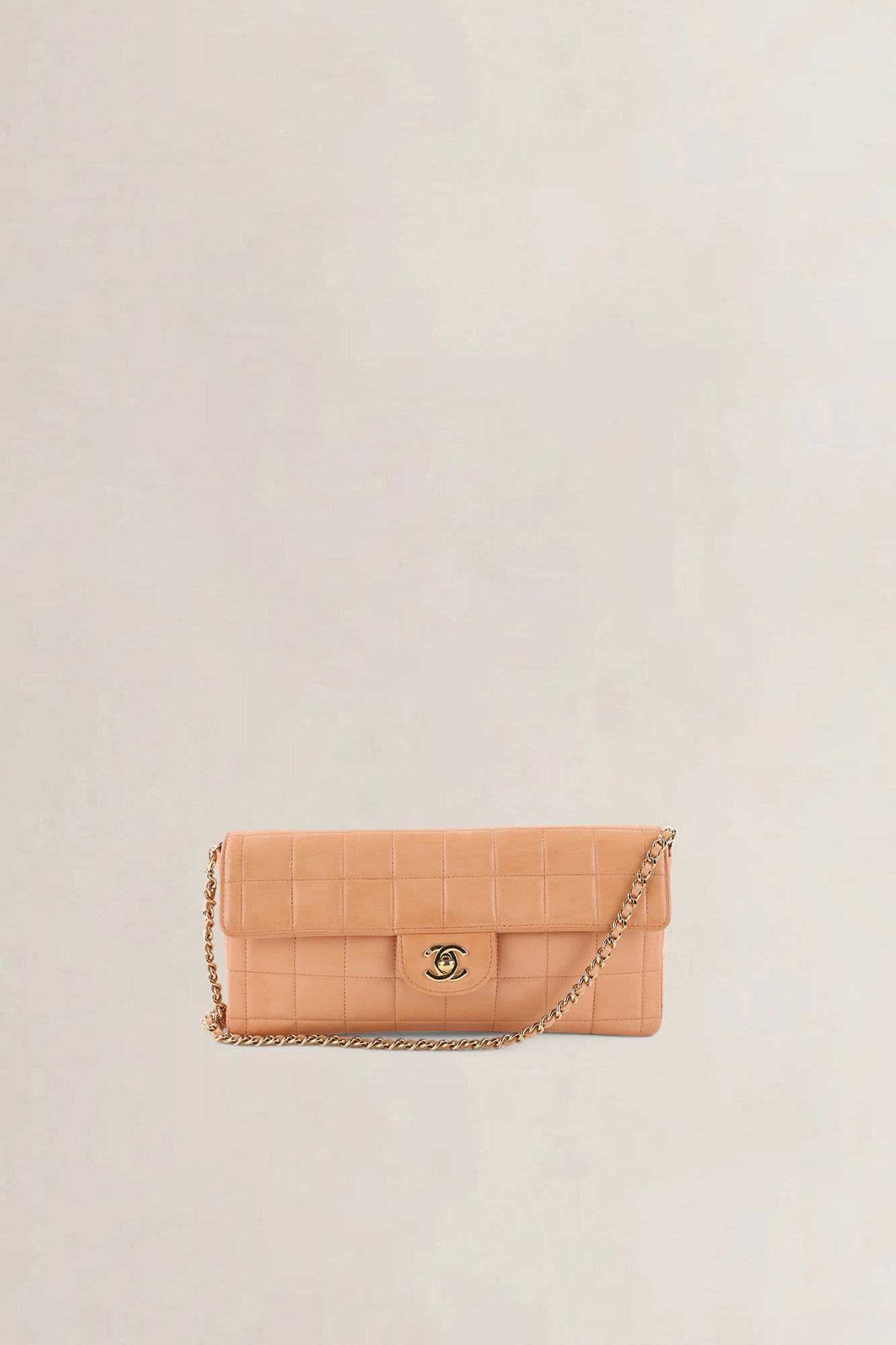 Chanel Pink Leather Square Quilt E/W Flap Bag