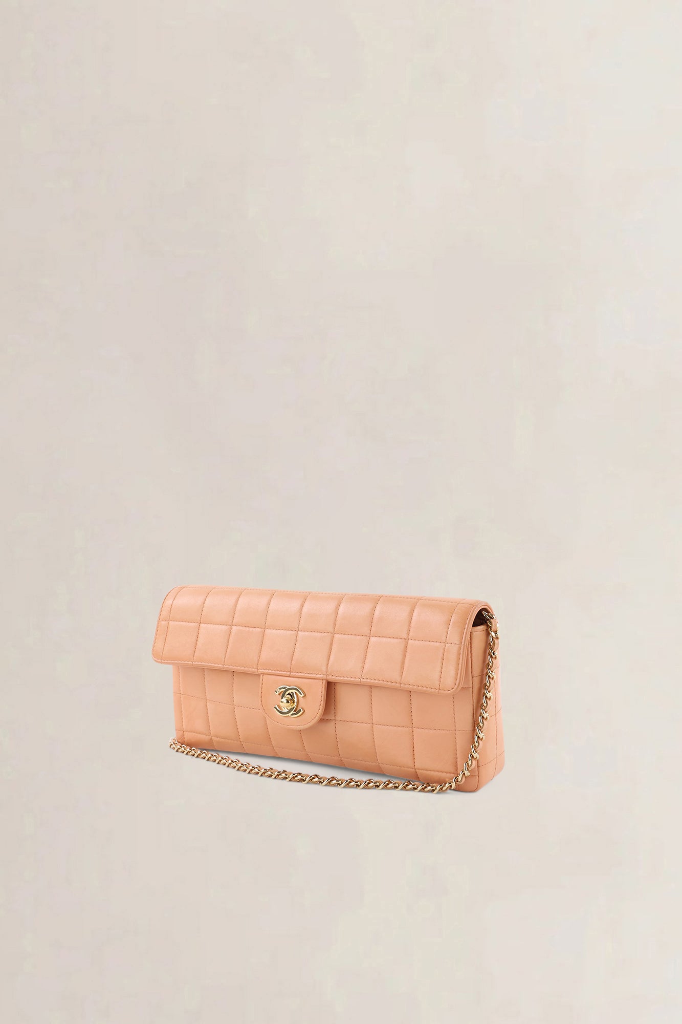 Chanel Pink Leather Square Quilt E/W Flap Bag