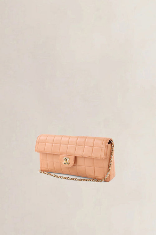 Chanel Pink Leather Square Quilt E/W Flap Bag