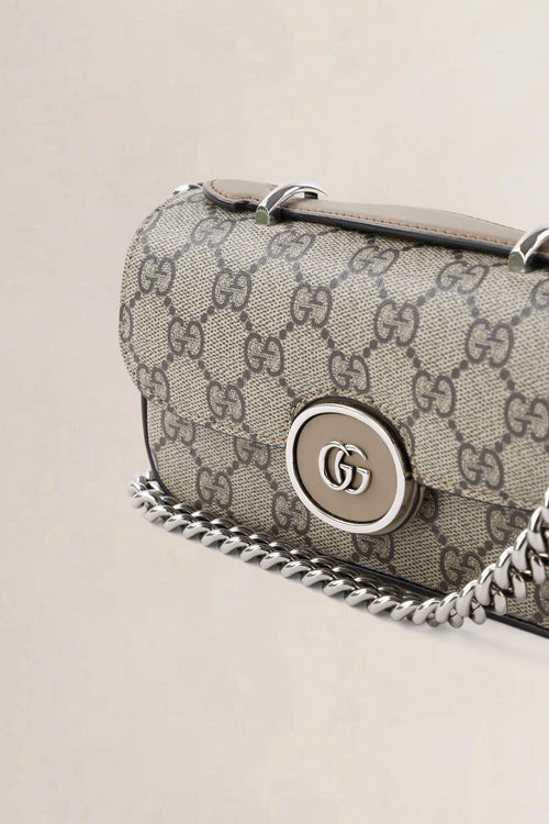 Gucci Beige & Ebony GG Supreme Senna Petite Shoulder Bag