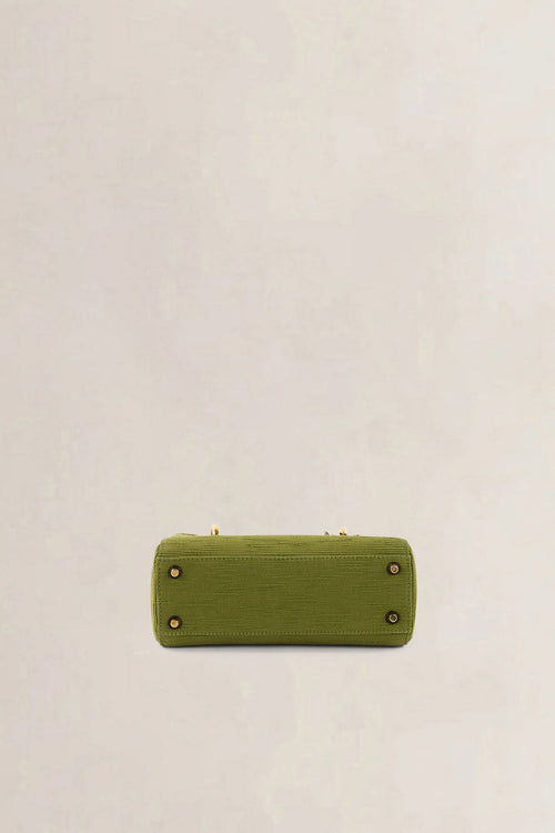 Christian Dior Green Canvas Mini Lady Dior Top Handle Bag