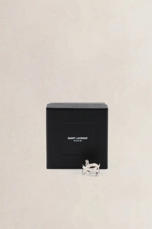Saint Laurent Silver YSL Initials Ring