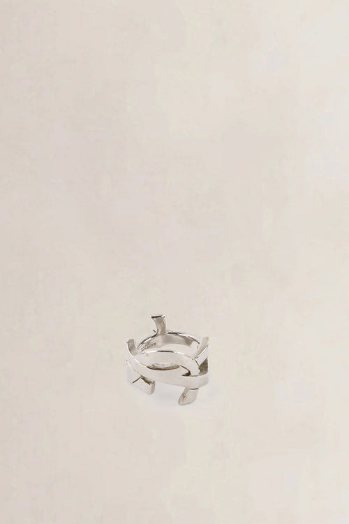 Saint Laurent Silver YSL Initials Ring