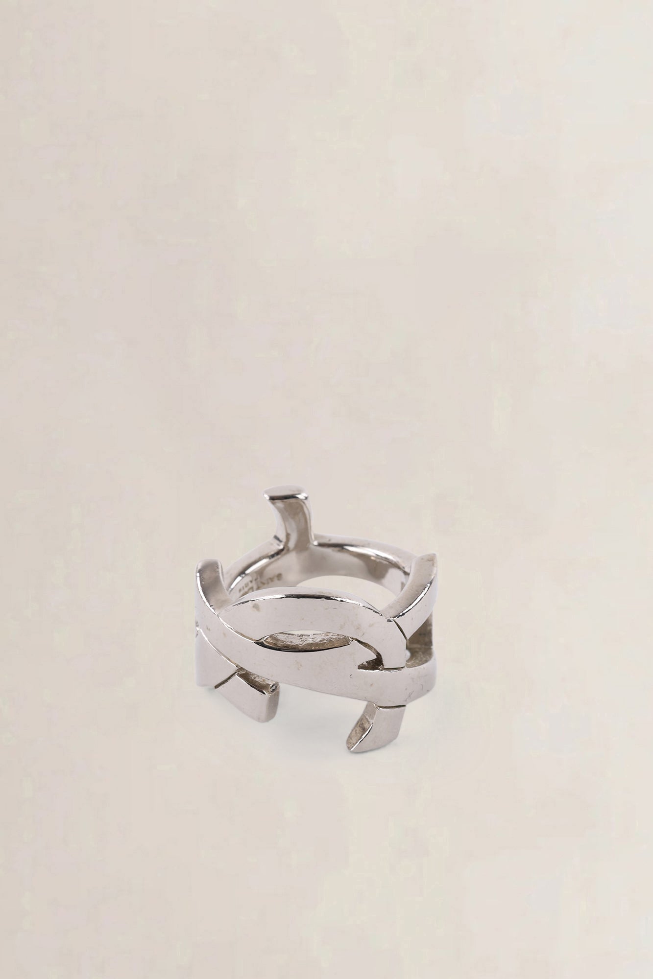 Saint Laurent Silver YSL Initials Ring