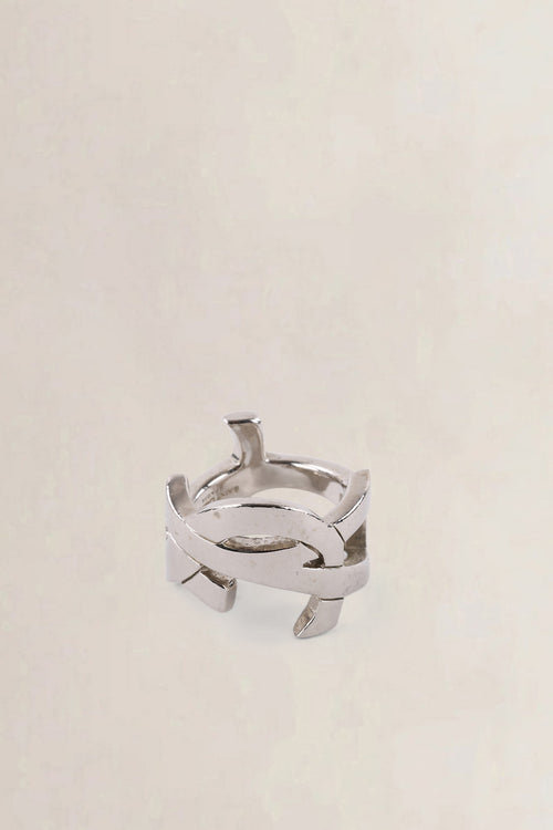 Saint Laurent Silver YSL Initials Ring