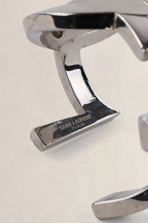Saint Laurent Silver YSL Initials Cuff Bracelet