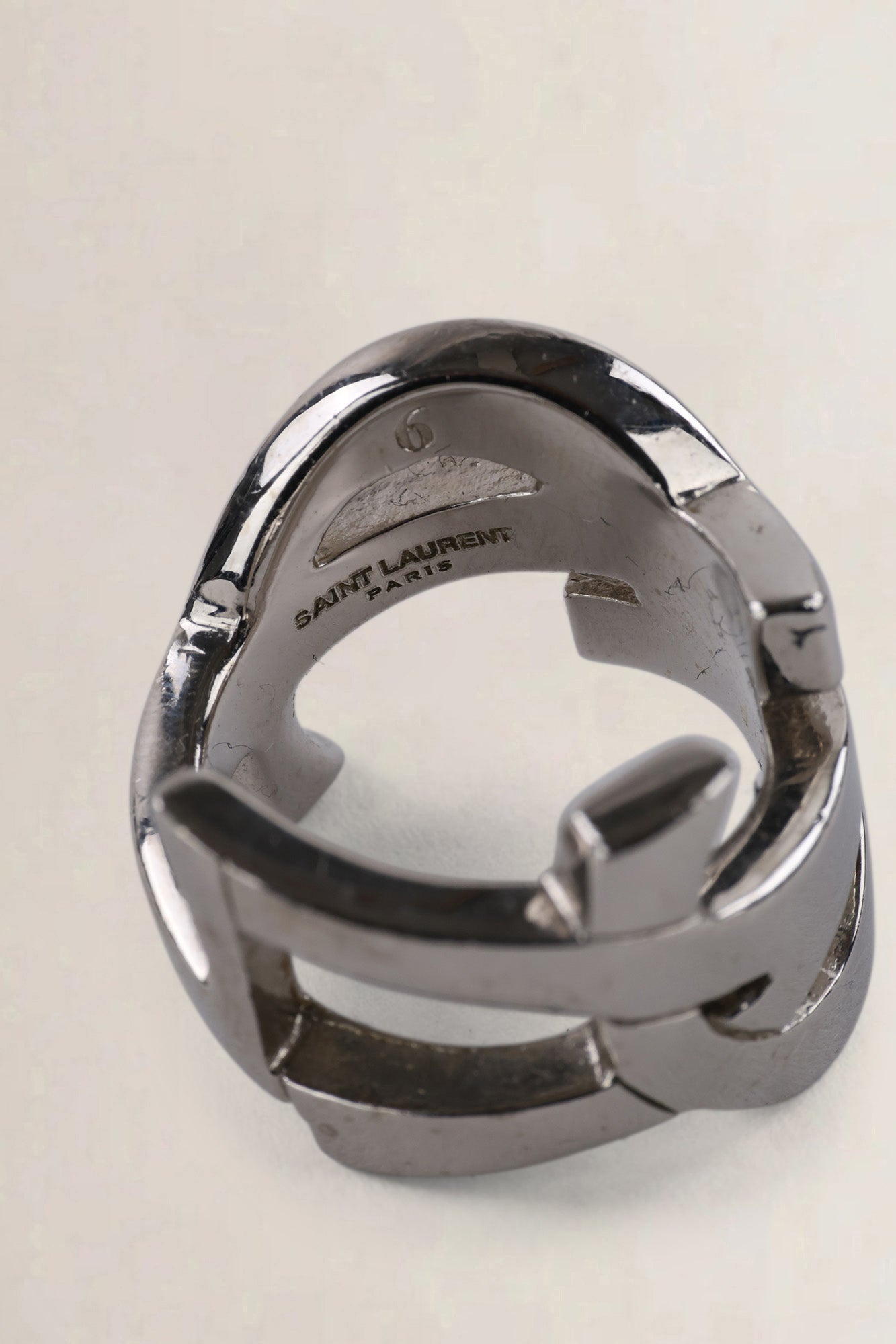 Saint Laurent Silver YSL Initials Ring