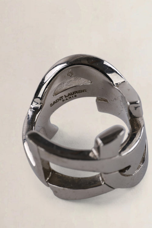 Saint Laurent Silver YSL Initials Ring