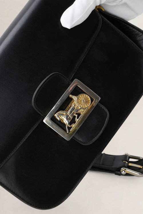 Céline Vintage Black Triomphe Shoulder Bag