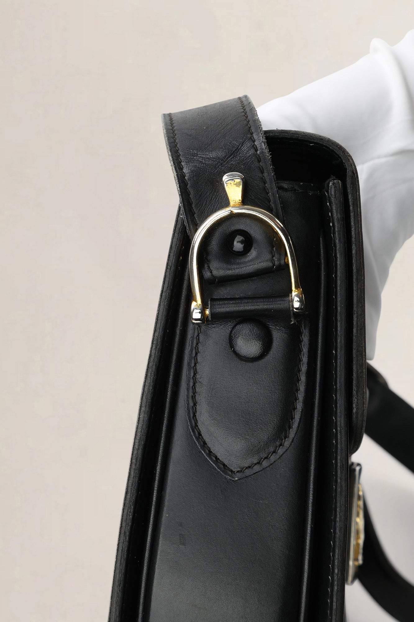 Céline Vintage Black Triomphe Shoulder Bag