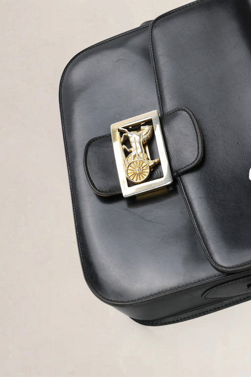 Céline Vintage Black Triomphe Shoulder Bag