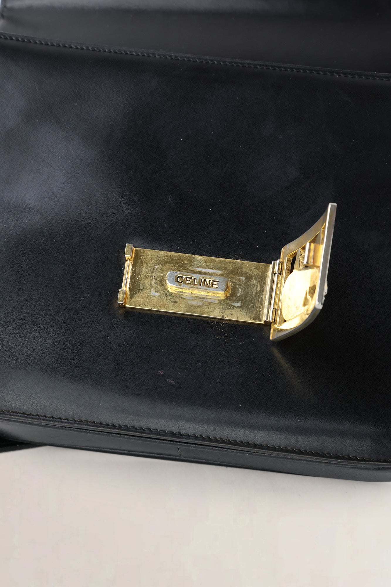 Céline Vintage Black Triomphe Shoulder Bag