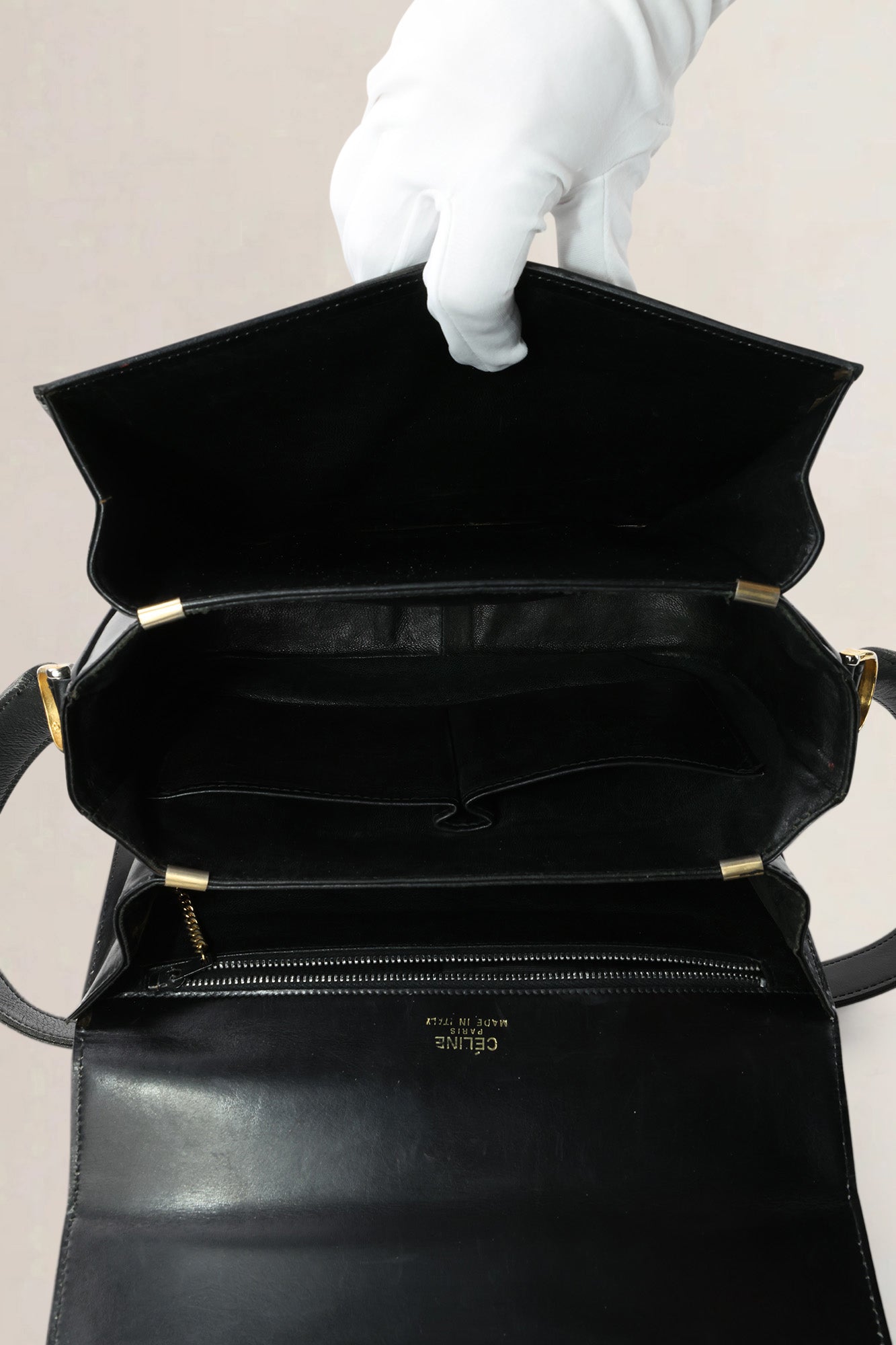 Céline Vintage Black Triomphe Shoulder Bag