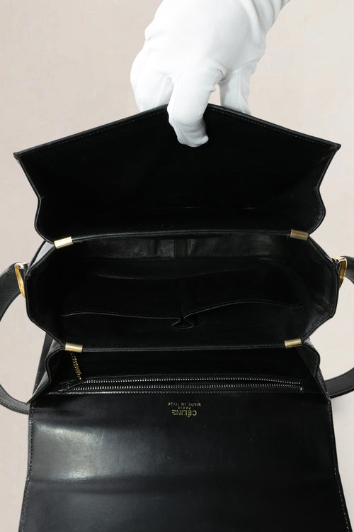 Céline Vintage Black Triomphe Shoulder Bag
