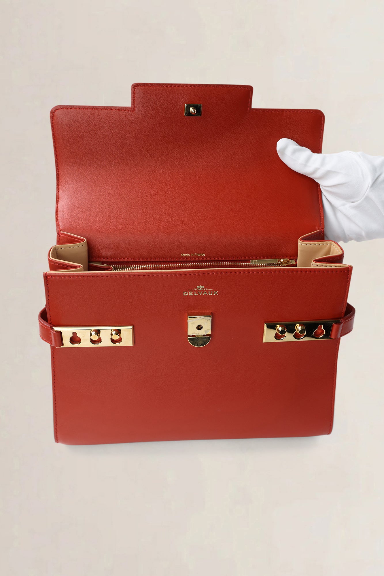 Delvaux Red Tempête MM Top Handle Bag