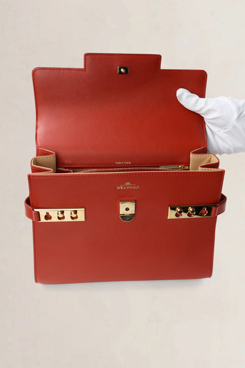 Delvaux Red Tempête MM Top Handle Bag