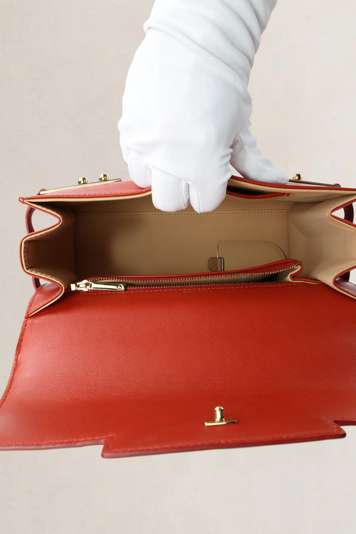 Delvaux Red Tempête MM Top Handle Bag