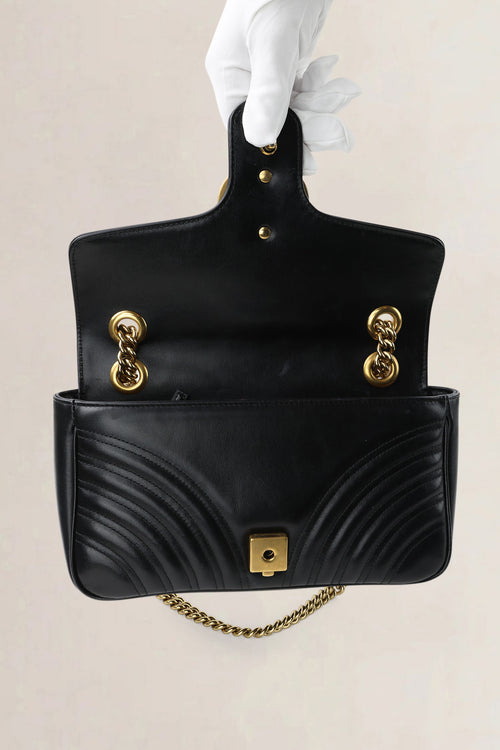 Gucci Black GG Marmont Medium Crossbody Bag